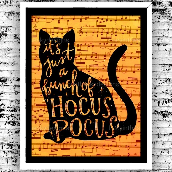 Binx Black Cat Hocus Pocus Halloween Art Print 8.5x11 Home Decor - Picture 1 of 5